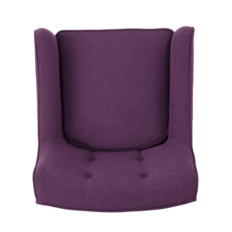 Fauteuil en tissu capitonné Mid-Century Modern avec pieds en bois naturel