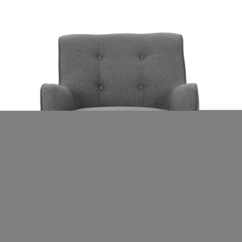 Fauteuil en tissu capitonné Mid-Century Modern avec pieds en bois naturel