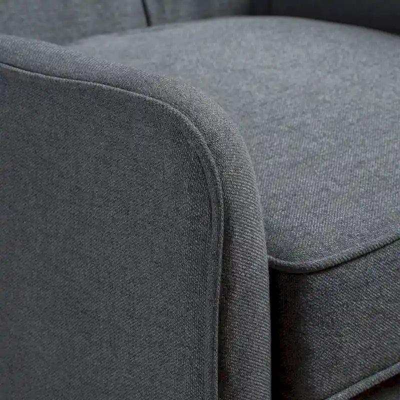 Fauteuil en tissu capitonné Mid-Century Modern avec pieds en bois naturel