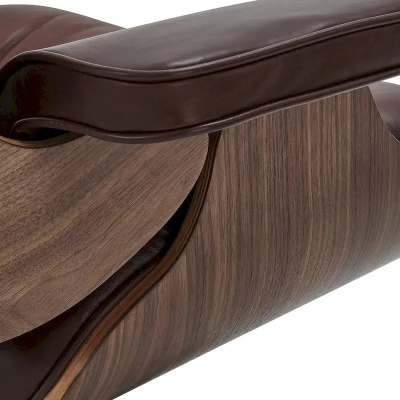 Fauteuil de salon pivotant à dossier haut en cuir véritable, style moderne du milieu du siècle, marron