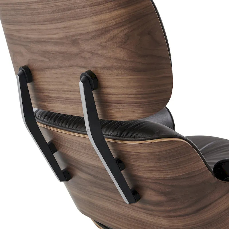 Fauteuil de salon pivotant à dossier haut en cuir véritable, style moderne du milieu du siècle, marron
