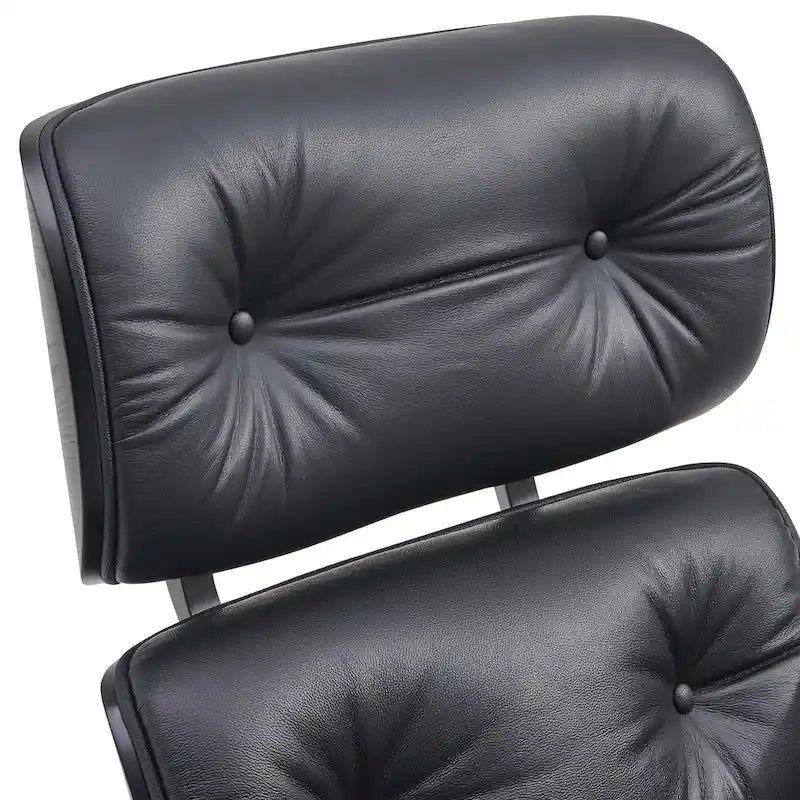 Fauteuil de salon pivotant à dossier haut en cuir véritable, style moderne du milieu du siècle, marron