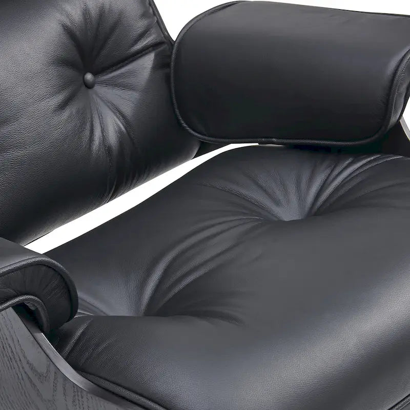 Fauteuil de salon pivotant à dossier haut en cuir véritable, style moderne du milieu du siècle, marron