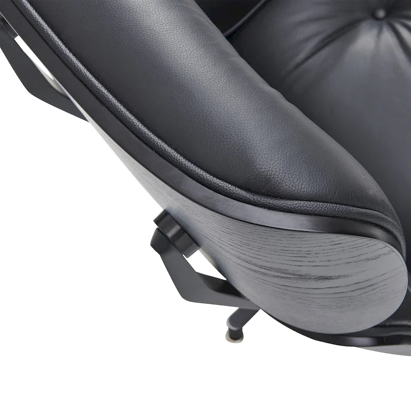 Fauteuil de salon pivotant à dossier haut en cuir véritable, style moderne du milieu du siècle, marron