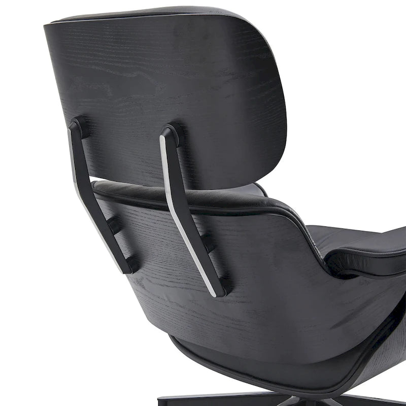 Fauteuil de salon pivotant à dossier haut en cuir véritable, style moderne du milieu du siècle, marron