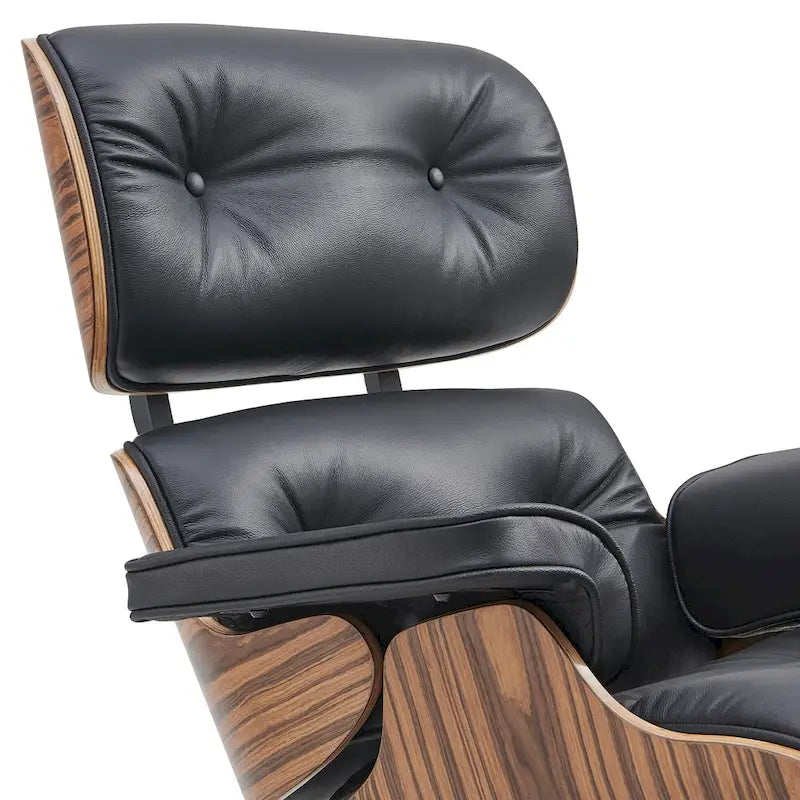 Fauteuil de salon pivotant à dossier haut en cuir véritable, style moderne du milieu du siècle, marron