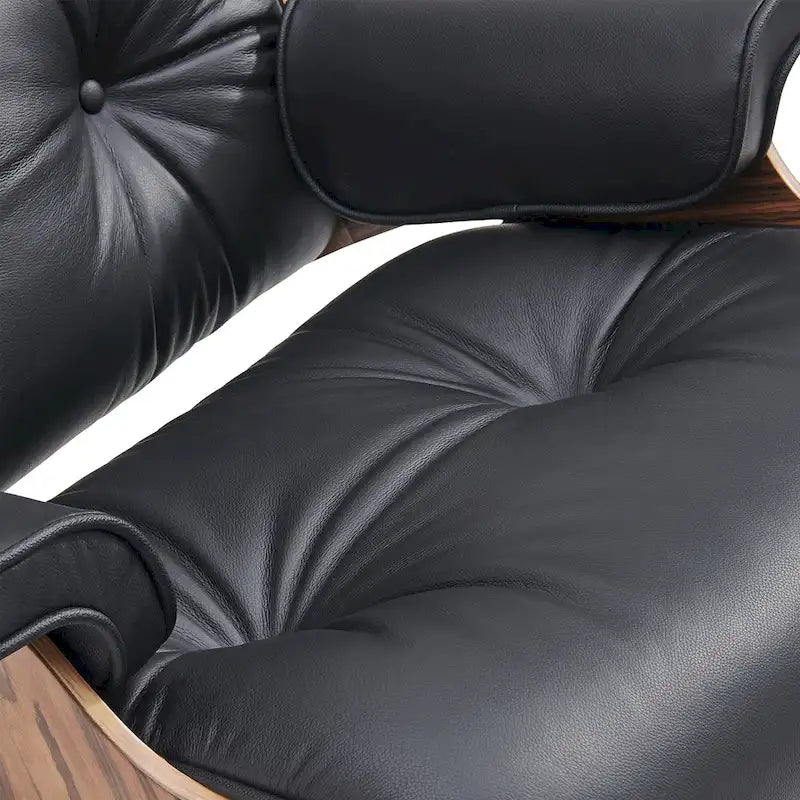 Fauteuil de salon pivotant à dossier haut en cuir véritable, style moderne du milieu du siècle, marron