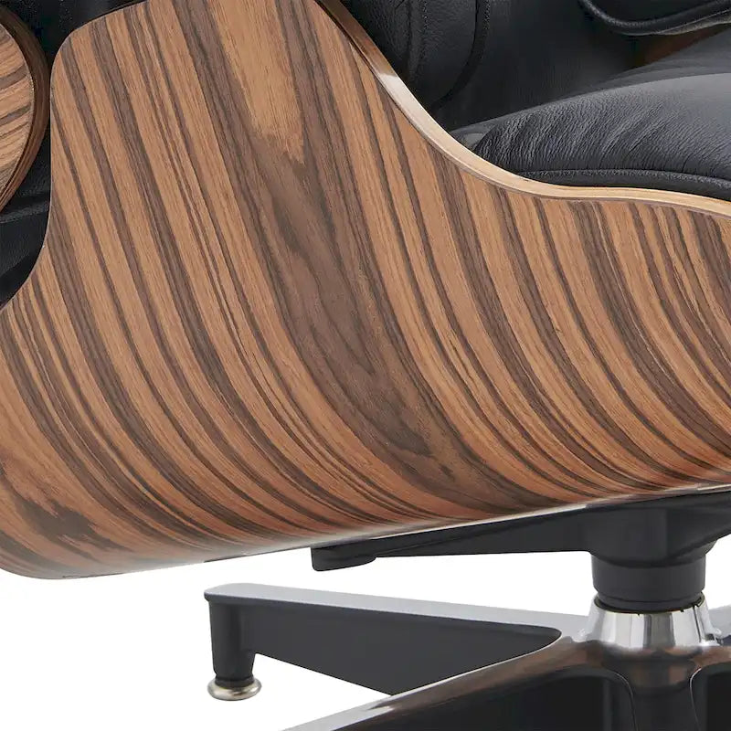 Fauteuil de salon pivotant à dossier haut en cuir véritable, style moderne du milieu du siècle, marron
