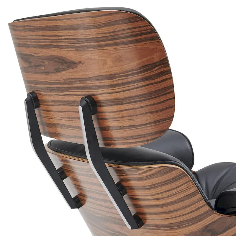 Fauteuil de salon pivotant à dossier haut en cuir véritable, style moderne du milieu du siècle, marron