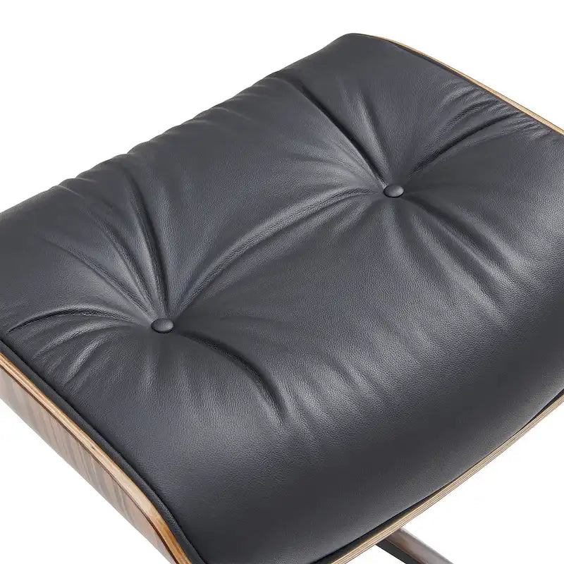Fauteuil de salon pivotant à dossier haut en cuir véritable, style moderne du milieu du siècle, marron