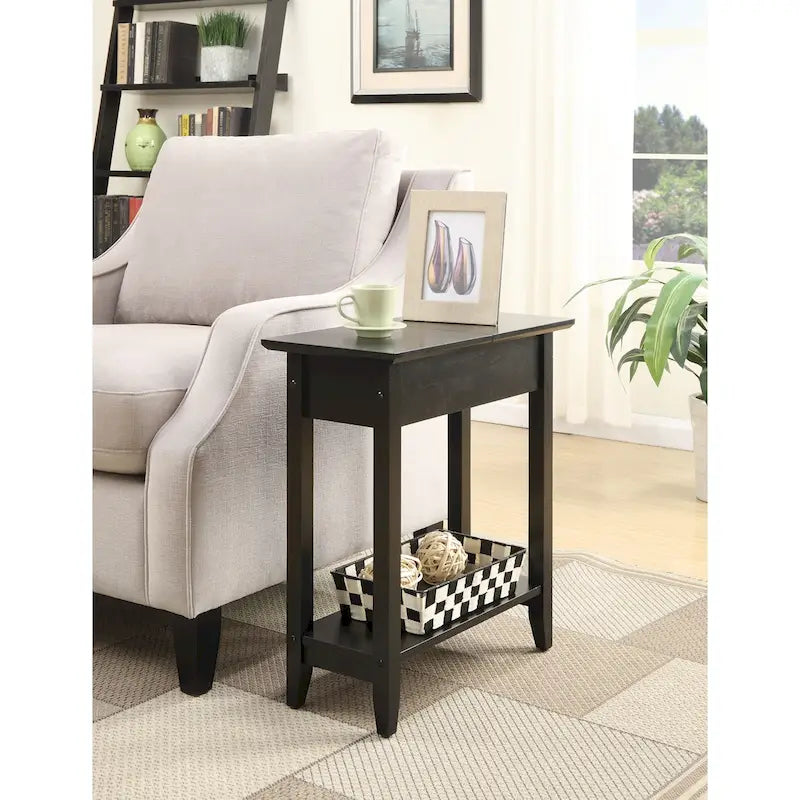 Table d'appoint relevable avec rangement dissimulé et étagère inférieure