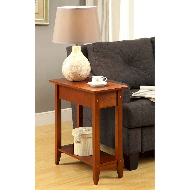 Table d'appoint relevable avec rangement dissimulé et étagère inférieure
