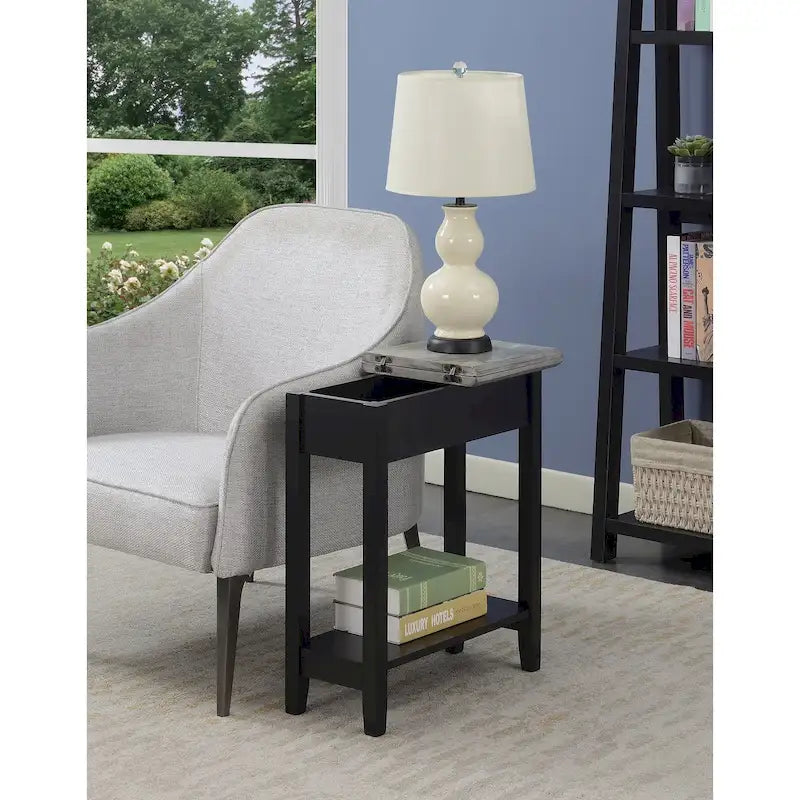 Table d'appoint relevable avec rangement dissimulé et étagère inférieure