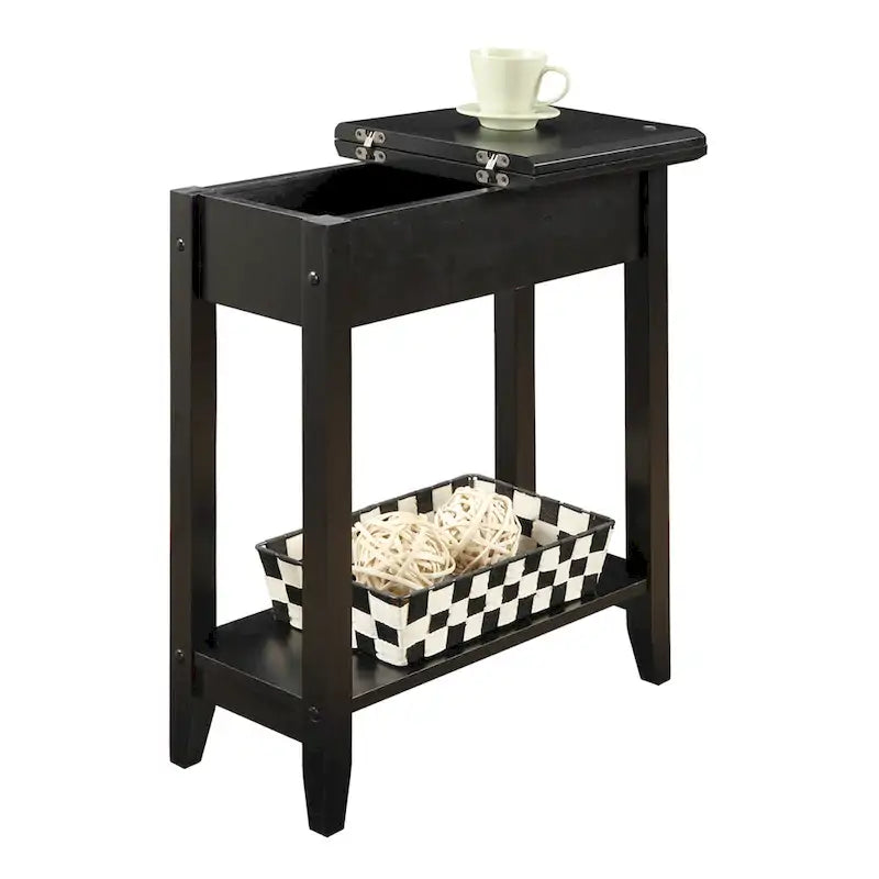 Table d'appoint relevable avec rangement dissimulé et étagère inférieure