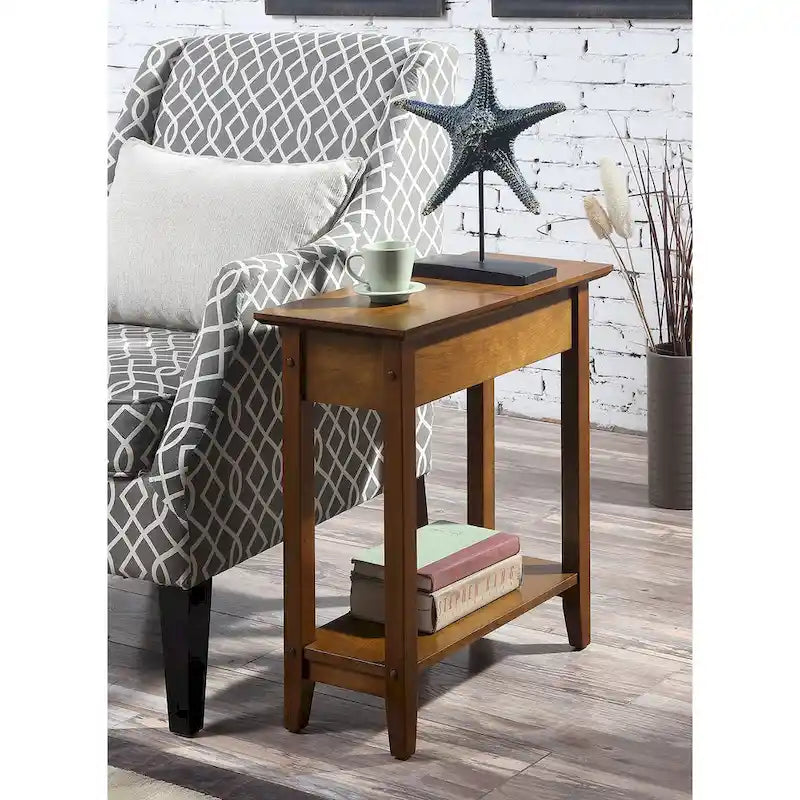 Table d'appoint relevable avec rangement dissimulé et étagère inférieure