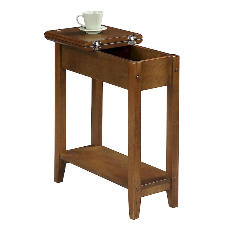 Table d'appoint relevable avec rangement dissimulé et étagère inférieure