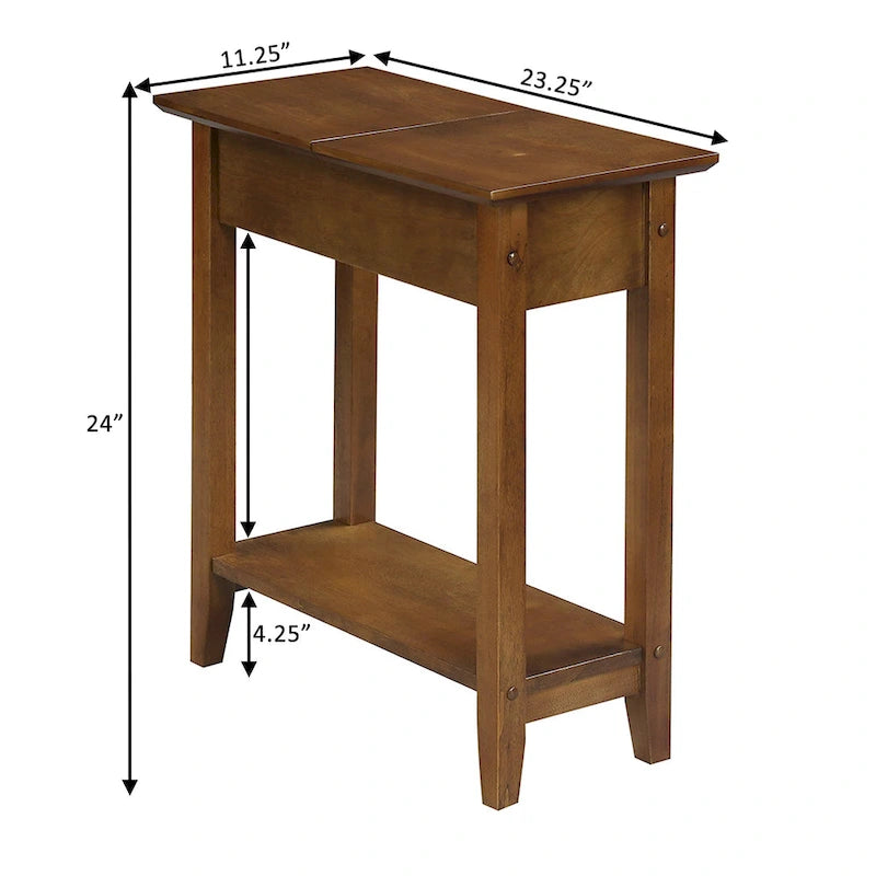 Table d'appoint relevable avec rangement dissimulé et étagère inférieure