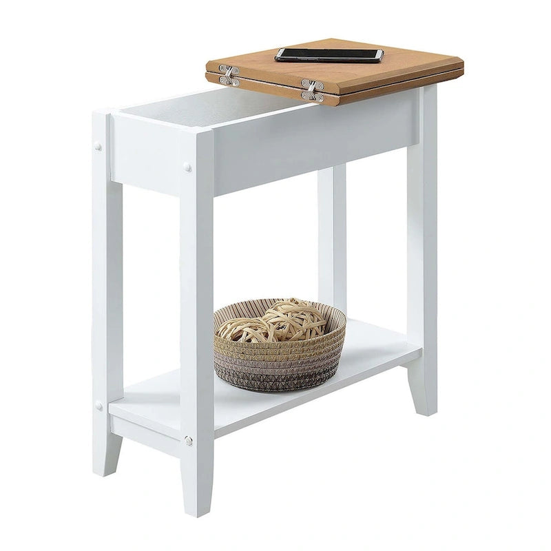 Table d'appoint relevable avec rangement dissimulé et étagère inférieure