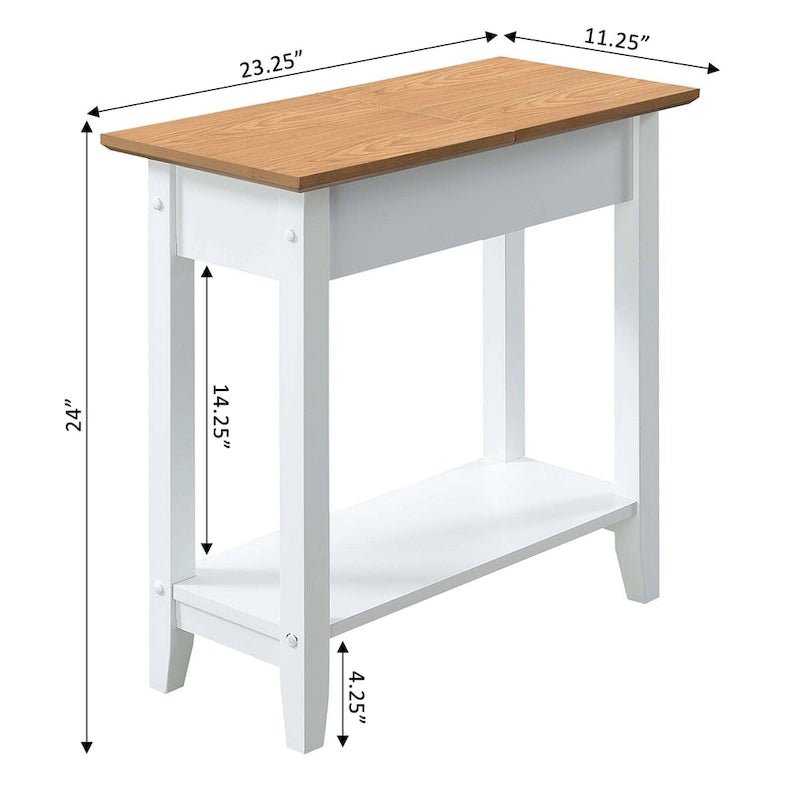 Table d'appoint relevable avec rangement dissimulé et étagère inférieure