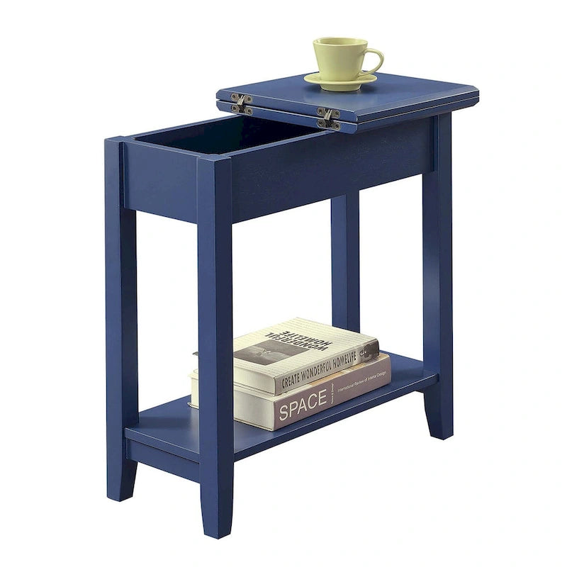 Table d'appoint relevable avec rangement dissimulé et étagère inférieure