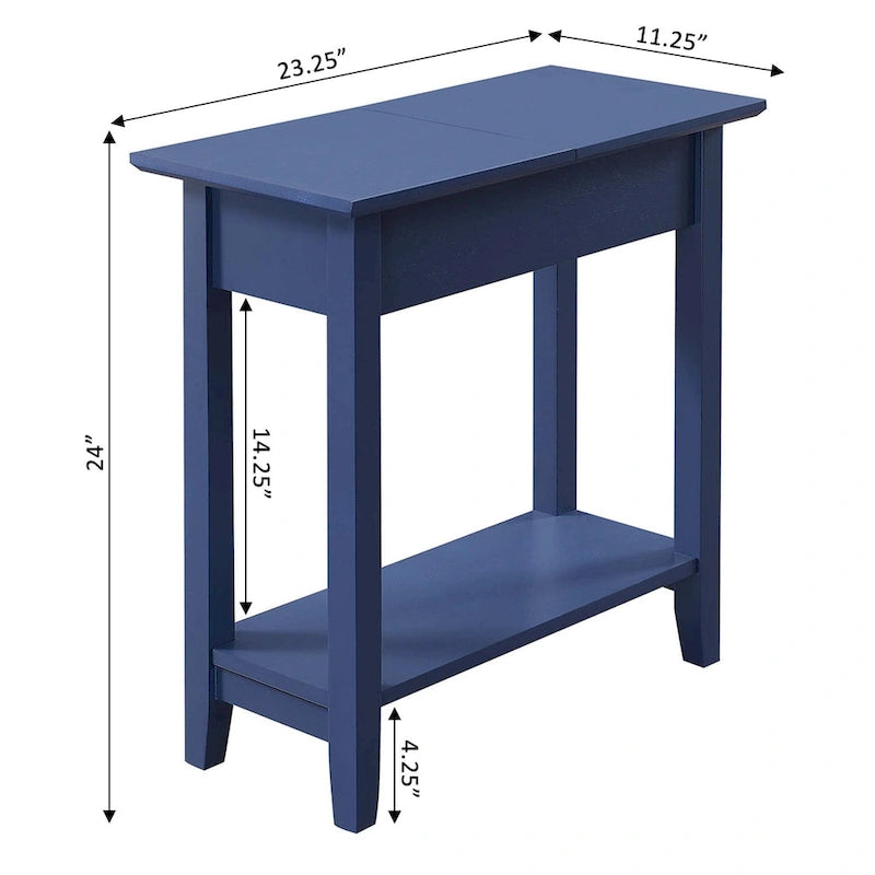 Table d'appoint relevable avec rangement dissimulé et étagère inférieure