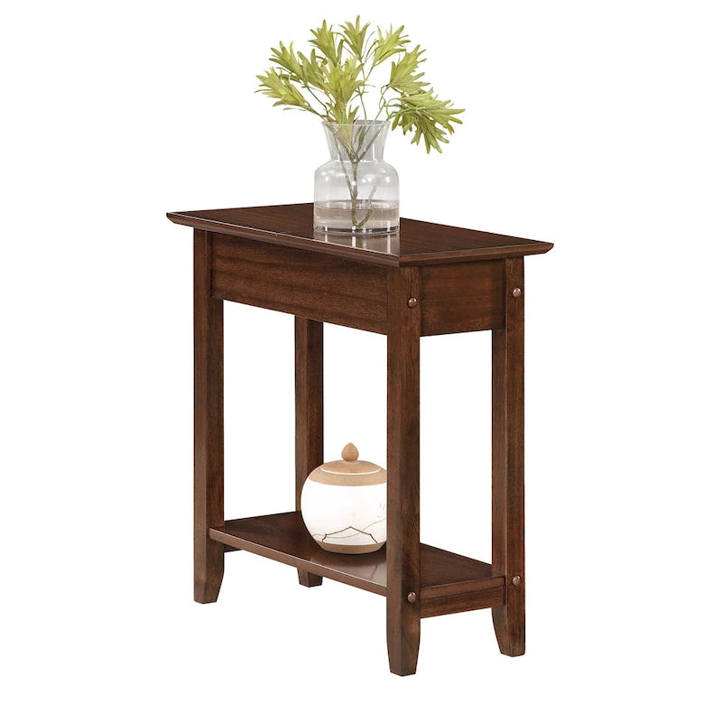 Table d'appoint relevable avec rangement dissimulé et étagère inférieure