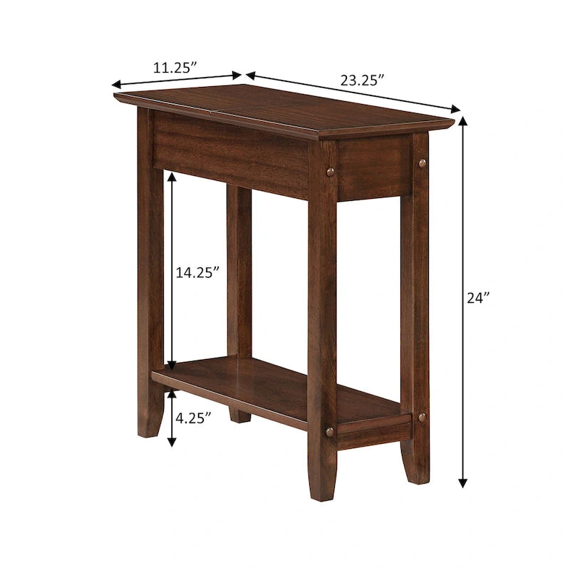 Table d'appoint relevable avec rangement dissimulé et étagère inférieure