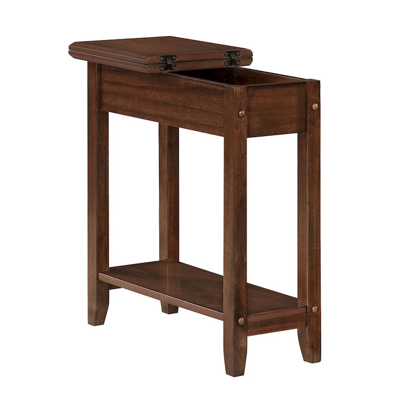 Table d'appoint relevable avec rangement dissimulé et étagère inférieure