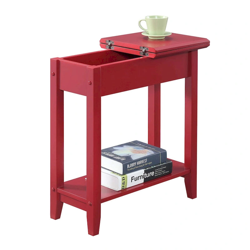 Table d'appoint relevable avec rangement dissimulé et étagère inférieure