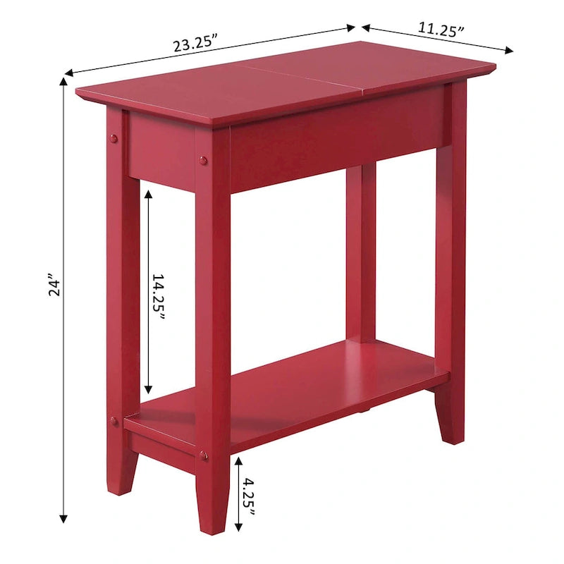 Table d'appoint relevable avec rangement dissimulé et étagère inférieure