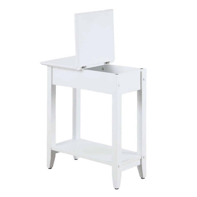 Table d'appoint relevable avec rangement dissimulé et étagère inférieure