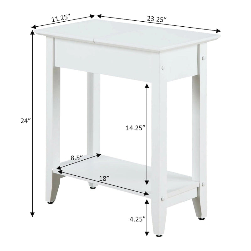 Table d'appoint relevable avec rangement dissimulé et étagère inférieure