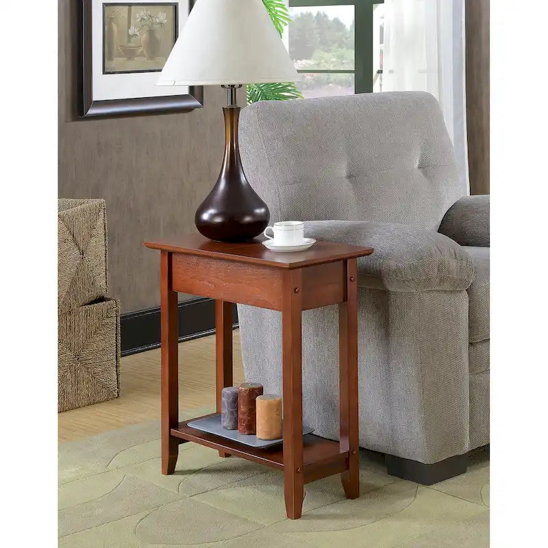 Table d'appoint relevable avec rangement dissimulé et étagère inférieure