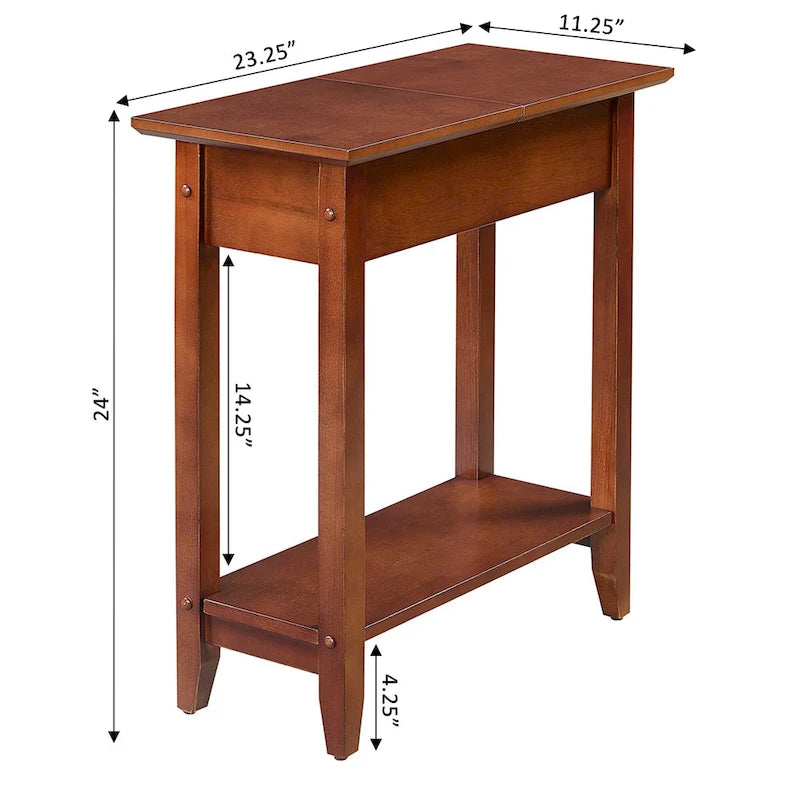 Table d'appoint relevable avec rangement dissimulé et étagère inférieure
