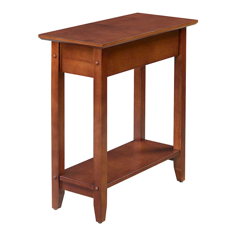 Table d'appoint relevable avec rangement dissimulé et étagère inférieure