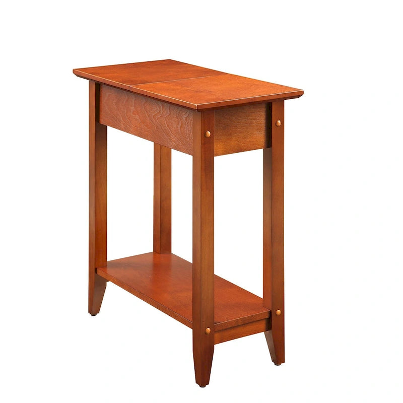 Table d'appoint relevable avec rangement dissimulé et étagère inférieure