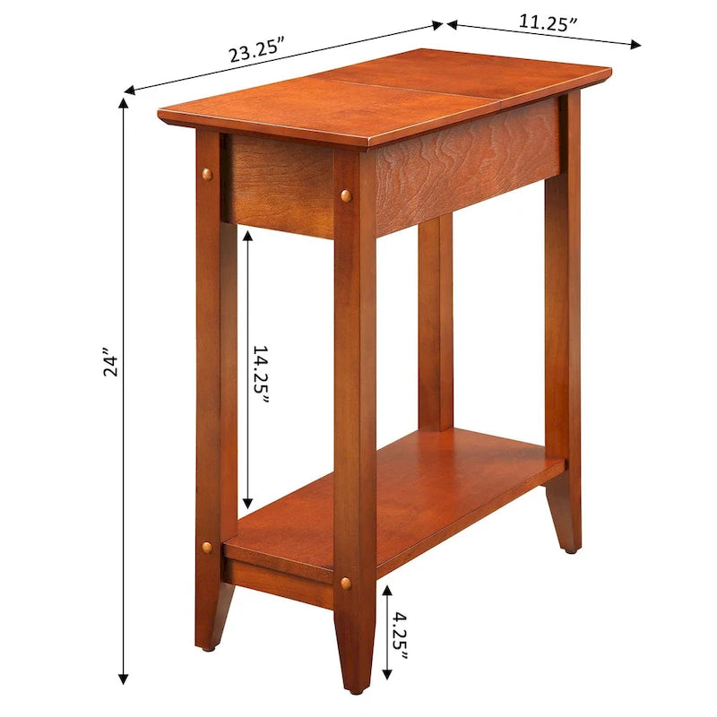 Table d'appoint relevable avec rangement dissimulé et étagère inférieure