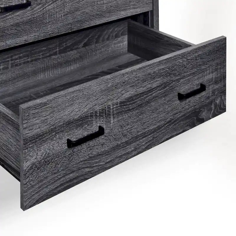 Commode large à 6 tiroirs, finition imitation bois, pour chambre à coucher, couleur noyer