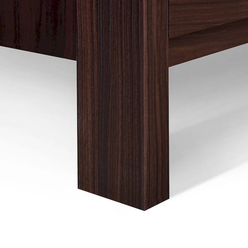 Commode large à 6 tiroirs, finition imitation bois, pour chambre à coucher, couleur noyer