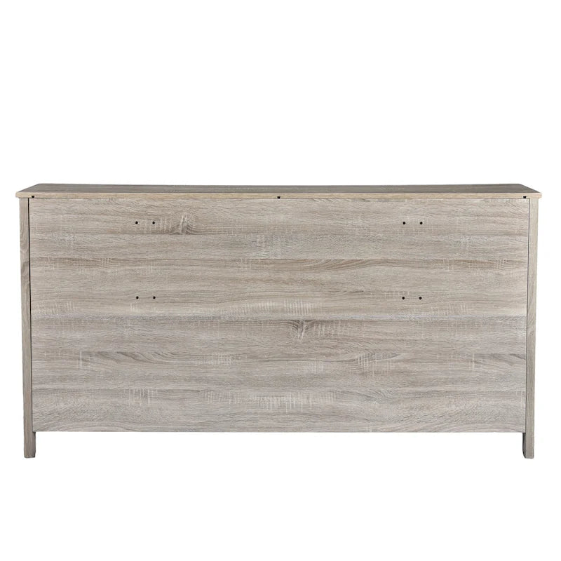 Commode large à 6 tiroirs, finition imitation bois, pour chambre à coucher, couleur noyer