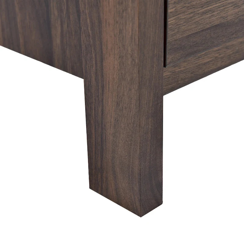 Commode large à 6 tiroirs, finition imitation bois, pour chambre à coucher, couleur noyer