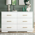 6 Drawer Dresser for Bedroom,Chest of Dressers,Modern Wooden Dresser Chest with Golden Handles
