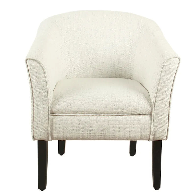 Fauteuil d'appoint barillet en tissu texturé naturel avec pieds en bois noir