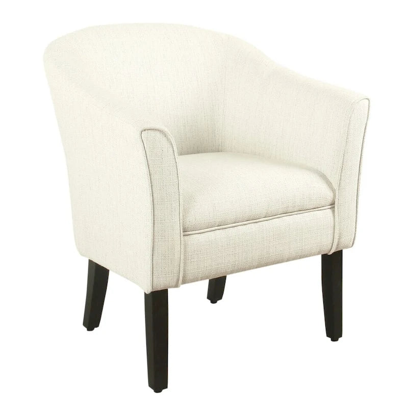 Fauteuil d'appoint barillet en tissu texturé naturel avec pieds en bois noir