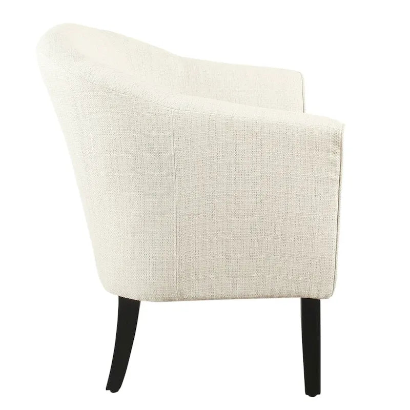Fauteuil d'appoint barillet en tissu texturé naturel avec pieds en bois noir