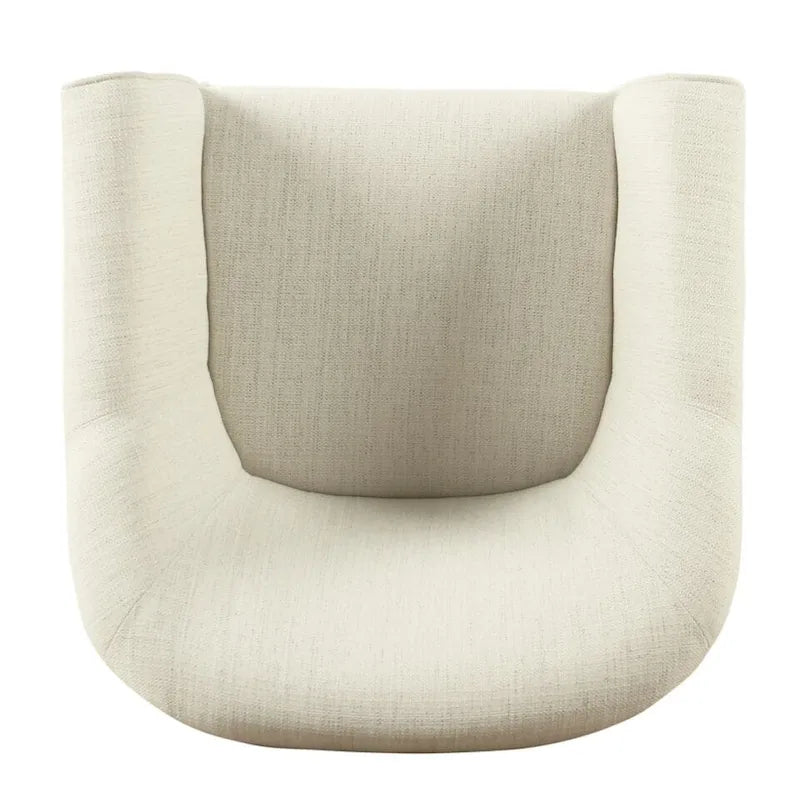 Fauteuil d'appoint barillet en tissu texturé naturel avec pieds en bois noir
