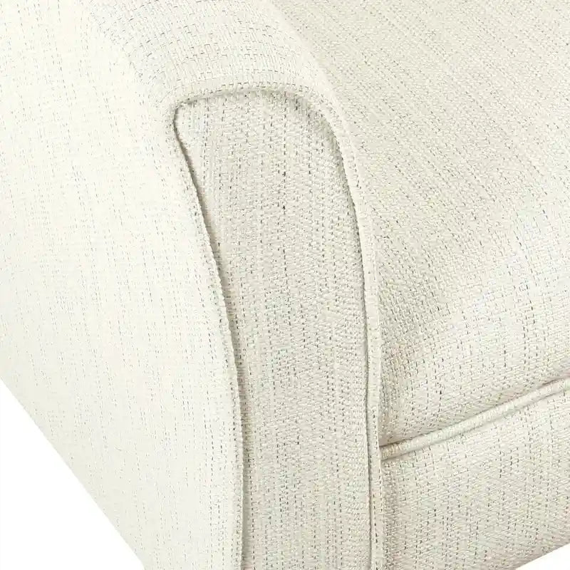 Fauteuil d'appoint barillet en tissu texturé naturel avec pieds en bois noir
