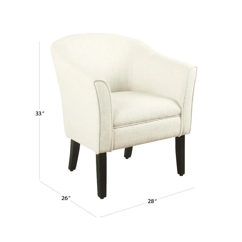 Fauteuil d'appoint barillet en tissu texturé naturel avec pieds en bois noir