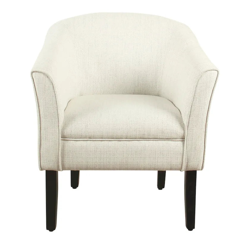 Fauteuil d'appoint barillet en tissu texturé naturel avec pieds en bois noir