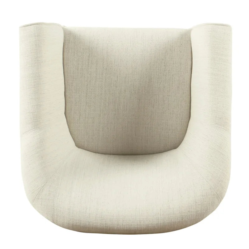 Fauteuil d'appoint barillet en tissu texturé naturel avec pieds en bois noir